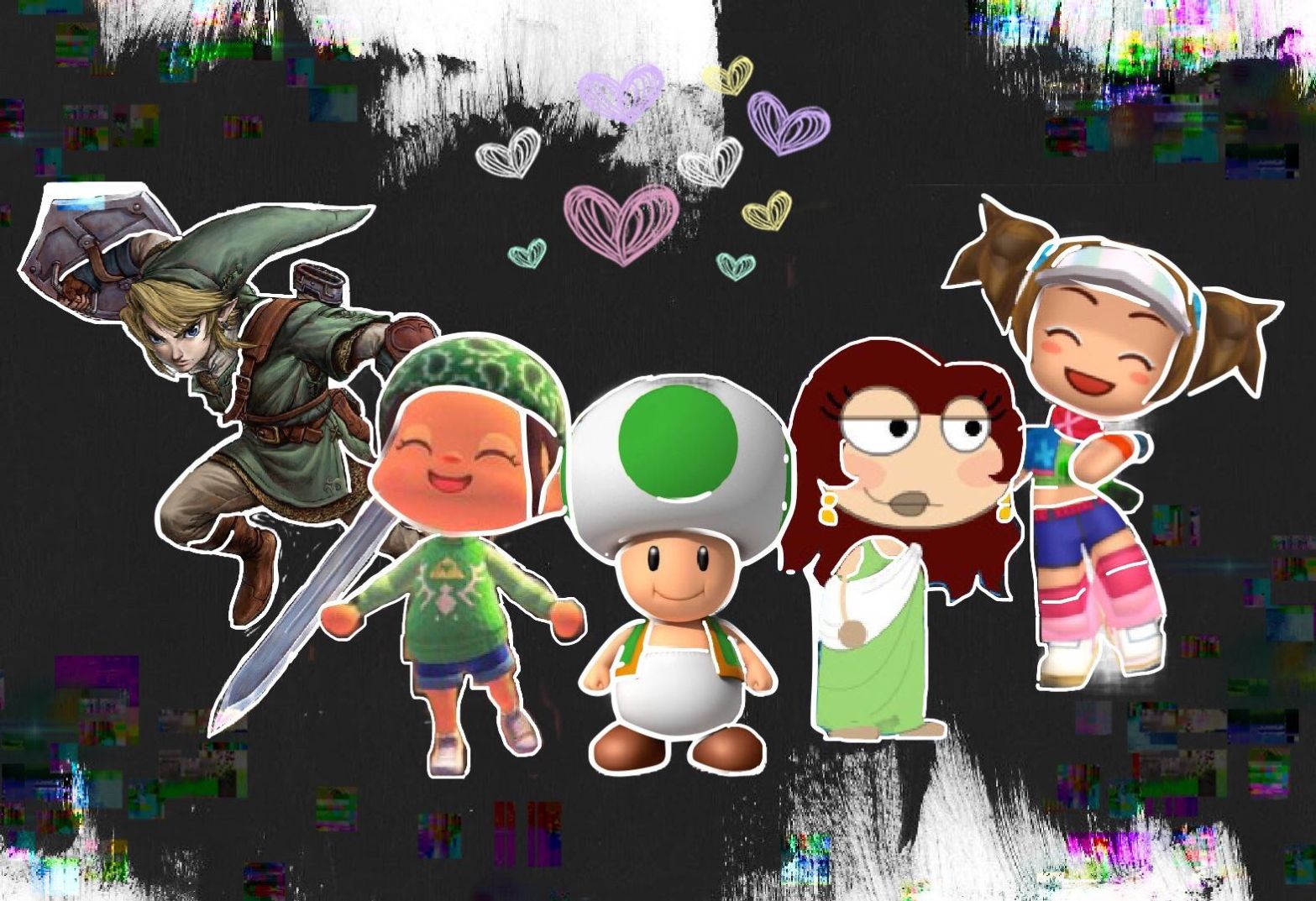 Collage of video game characters, including Poptropica icons, Green Toad and Link